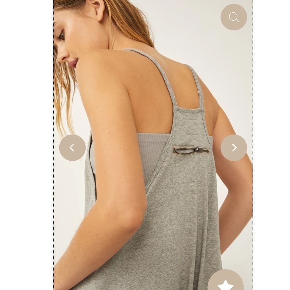 Free People Movement Hot Shot Onesie Heather Gray Relaxed Jumpsuit Womens Medium - Picture 3 of 12